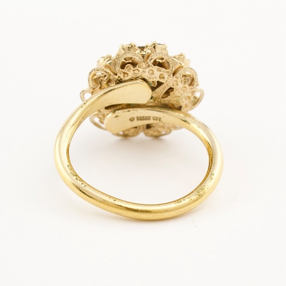 Vintage Sarah Coventry Red Rhinestone Cocktail Ring Size 7 Gold Plated 1960s - Picture 5 of 5